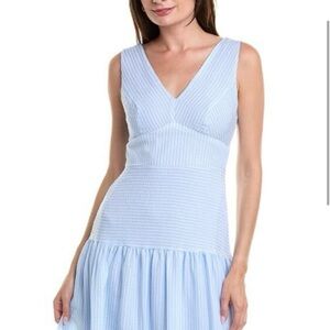 Taylor Blue and White Seersucker Elegant Maxi Dress